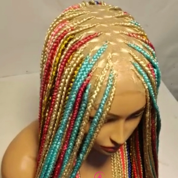 Multi color Rainbow braided wig - Picture 4 of 6